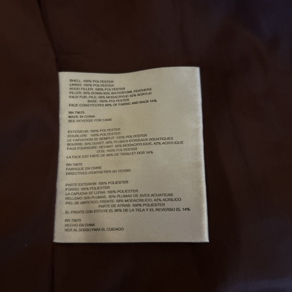 Michael Kors Dark Burgundy Long Down Jacket W/ Removable Hood W/ Faux Fur XS - Picture 8 of 11